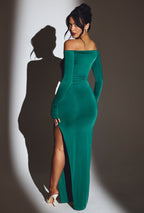 Chic Cut Out Maxi Dress in Emerald Green
