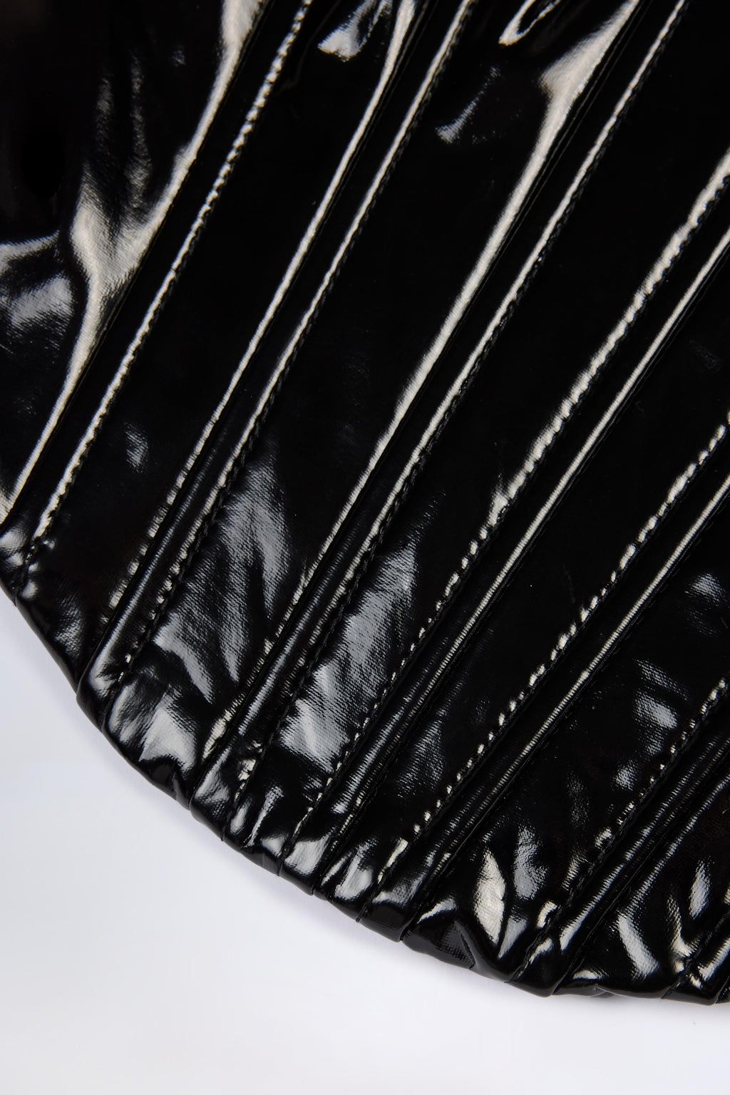 Chic Vinyl Lace-Up Corset Top in Black