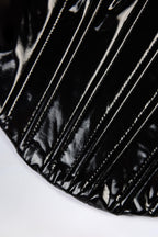 Chic Vinyl Lace-Up Corset Top in Black
