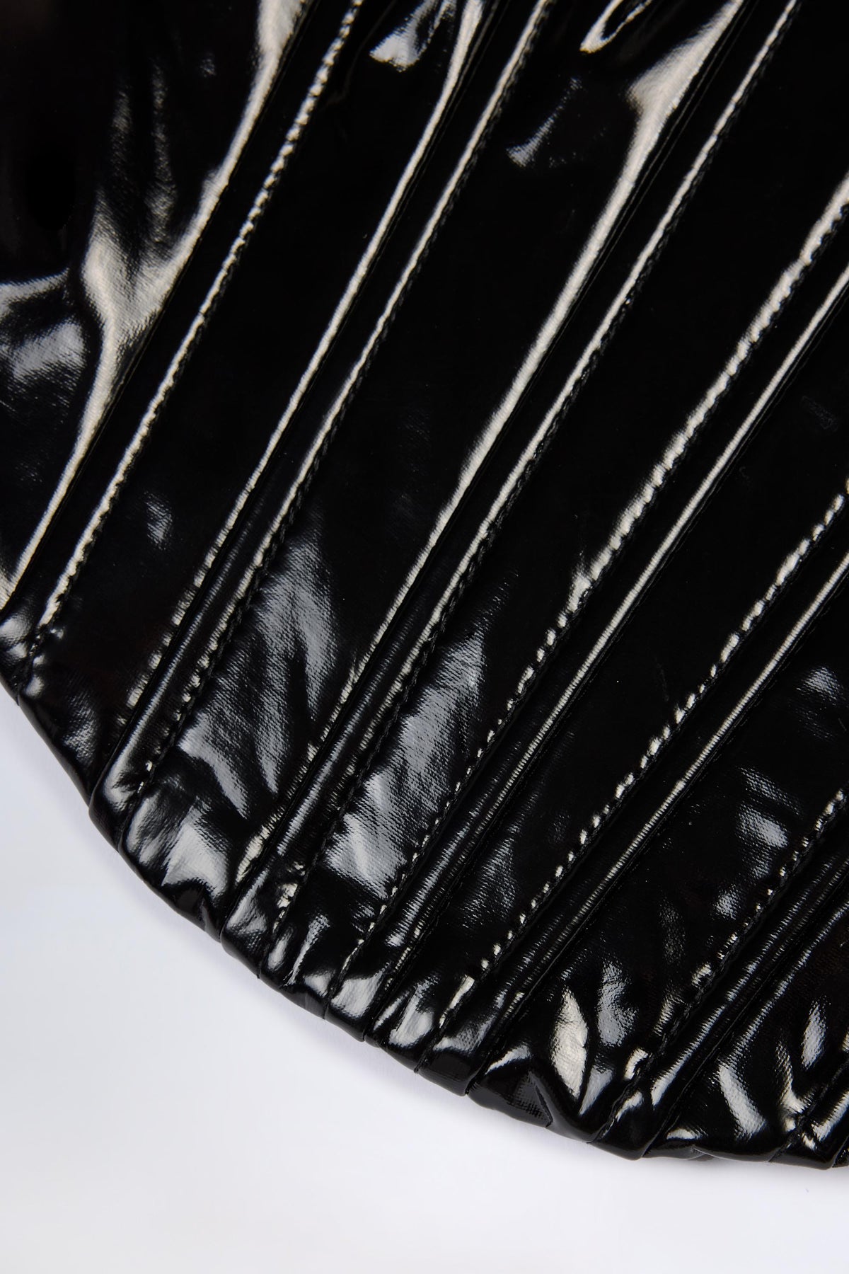 Chic Vinyl Lace-Up Corset Top in Black