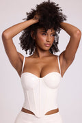Chic Vinyl Underwired Corset Crop Top in White