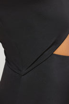 Chic Jersey Asymmetric Cut Out Maxi Dress in Black