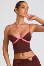 Chic Contrast Binding Cami Top in Chocolate Brown