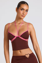 Chic Contrast Binding Cami Top in Chocolate Brown