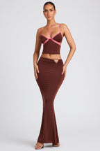 Chic Mid Rise Maxi Skirt in Chocolate Brown