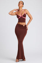 Chic Mid Rise Maxi Skirt in Chocolate Brown