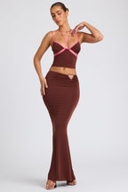 Chic Mid Rise Maxi Skirt in Chocolate Brown