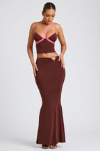 Chic Mid Rise Maxi Skirt in Chocolate Brown