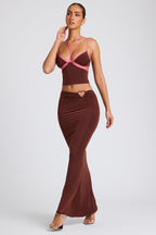 Chic Mid Rise Maxi Skirt in Chocolate Brown