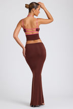 Chic Mid Rise Maxi Skirt in Chocolate Brown