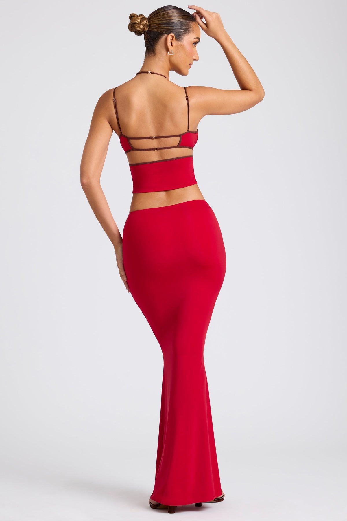 Chic Mid Rise Maxi Skirt in Fire Red