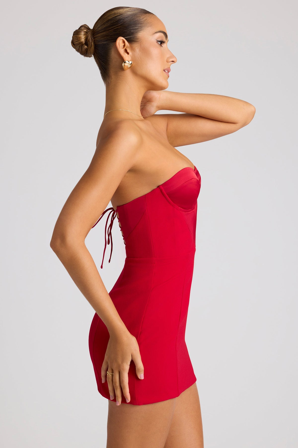 Chic Strapless A-Line Mini Dress in Fire Red