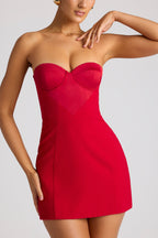 Chic Strapless A-Line Mini Dress in Fire Red