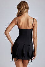 Chic Ruffle A-Line Mini Dress in Black