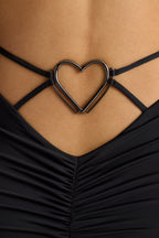 Chic Long Sleeve Sweetheart Neckline Mini Dress in Black
