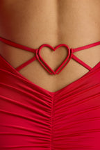 Chic Long Sleeve Sweetheart Neckline Mini Dress in Fire Red