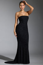 Chic Embellished Corset Gown in Black