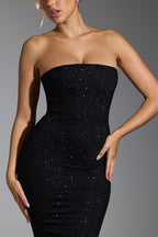 Chic Embellished Corset Gown in Black