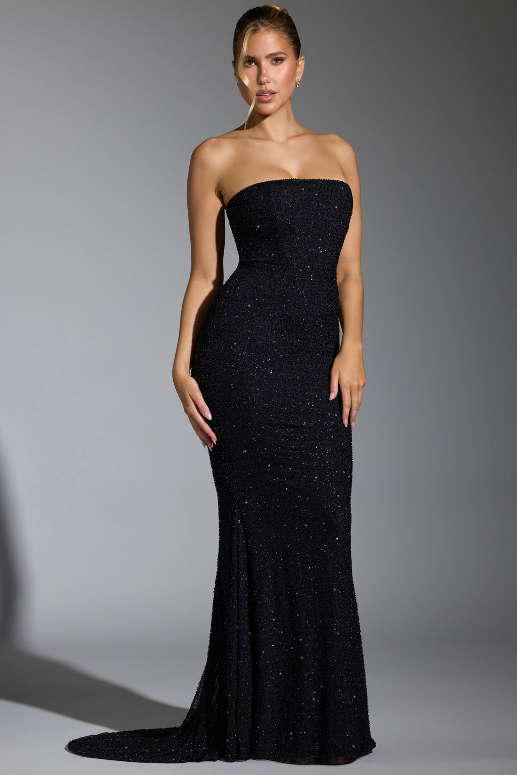 Chic Embellished Corset Gown in Black