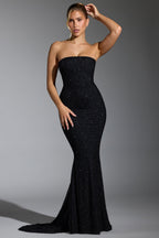 Chic Embellished Corset Gown in Black