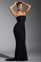 Chic Embellished Corset Gown in Black