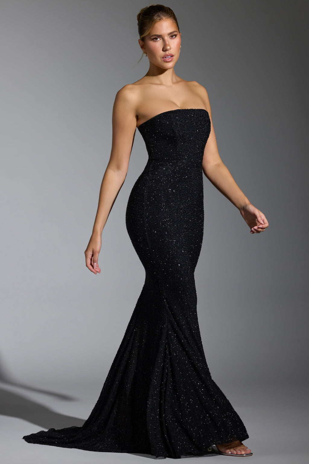 Chic Embellished Corset Gown in Black