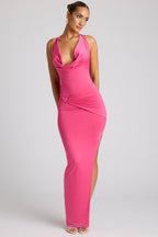 Chic Multiwear Cowl Neck Wrap Over Evening Gown in Magenta