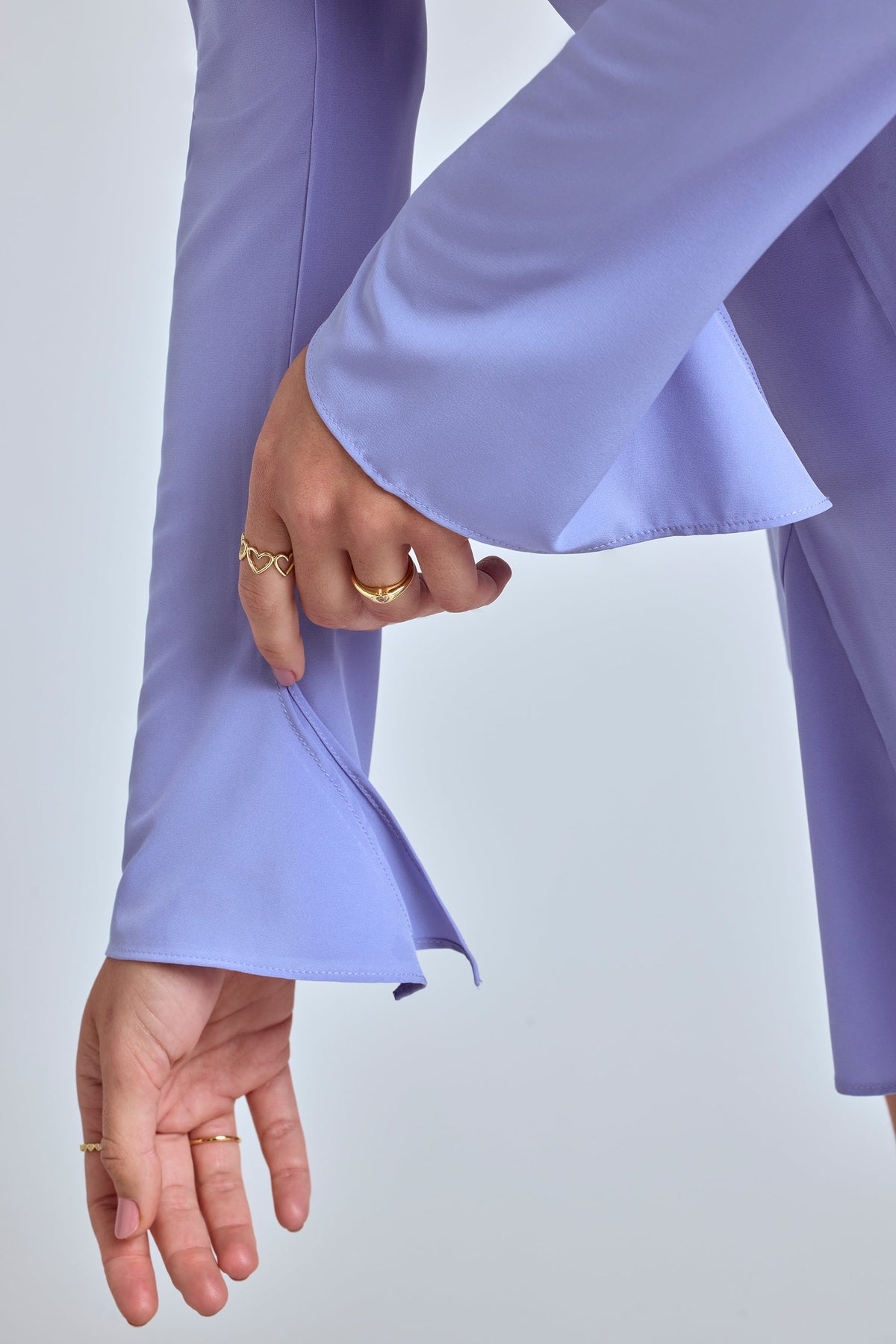 Chic Long Sleeve Godet Mini Dress in Blue Lavender