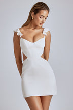 Chic Cut Out Satin Mini Dress in Ivory