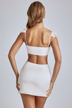 Chic Cut Out Satin Mini Dress in Ivory