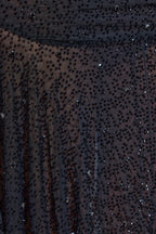 Chic Embellished Handkerchief Hem Skirt in Black