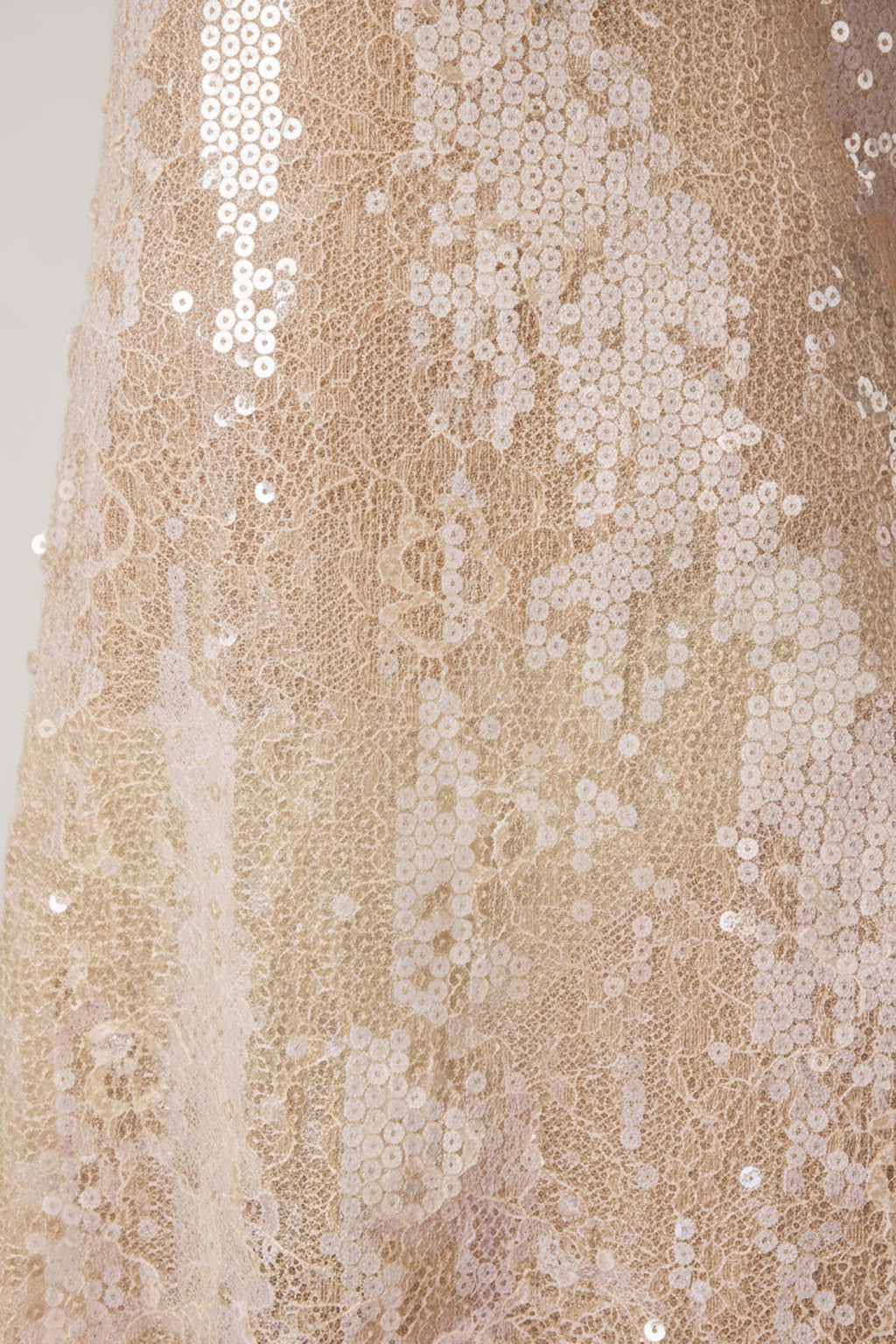 Chic Embellished V-neck Lace Mini Dress in Pale Peach