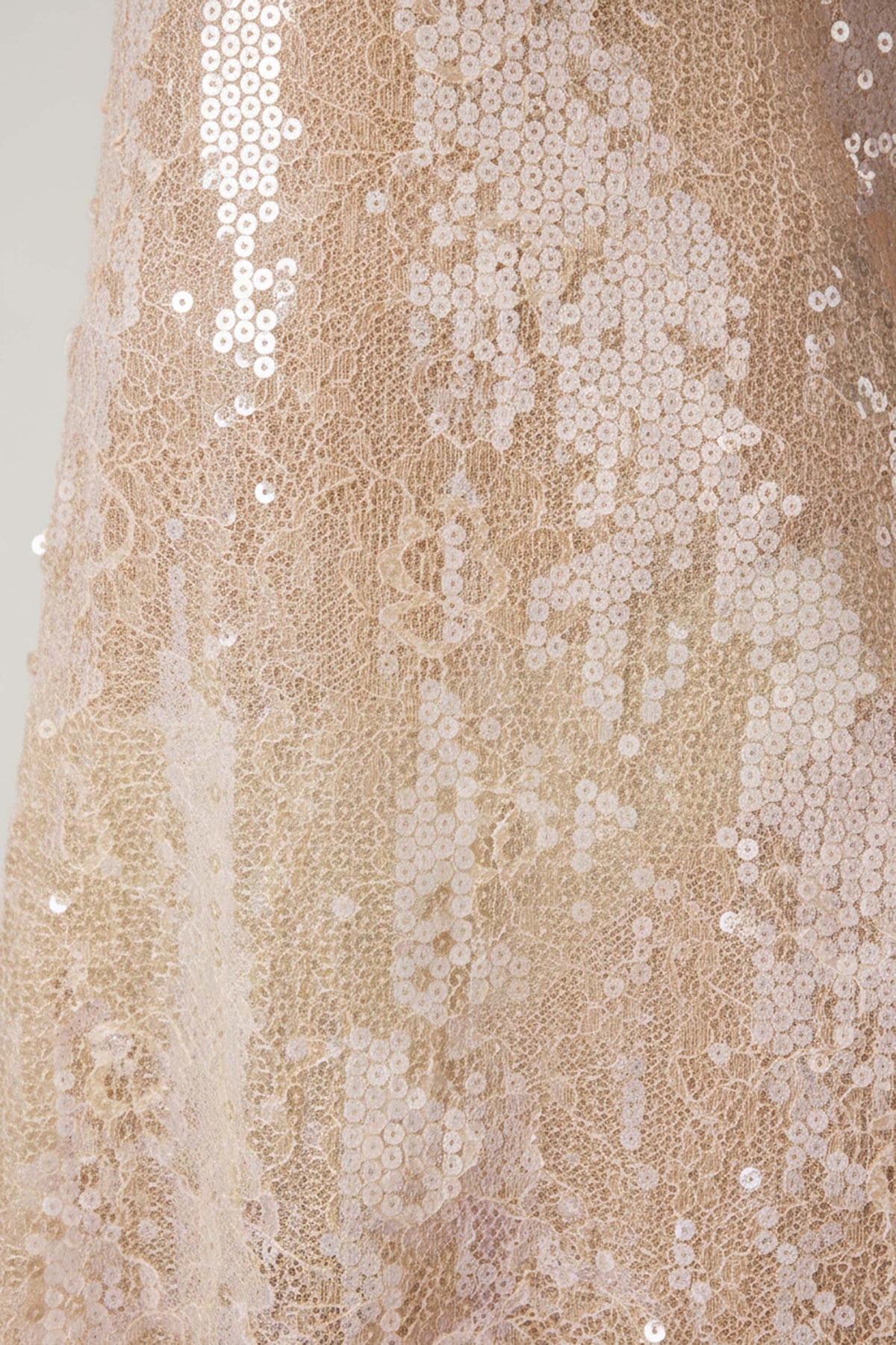 Chic Embellished V-neck Lace Mini Dress in Pale Peach