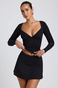 Chic Modal A-Line Mini Skort in Black