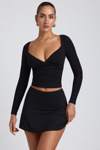 Chic Modal A-Line Mini Skort in Black
