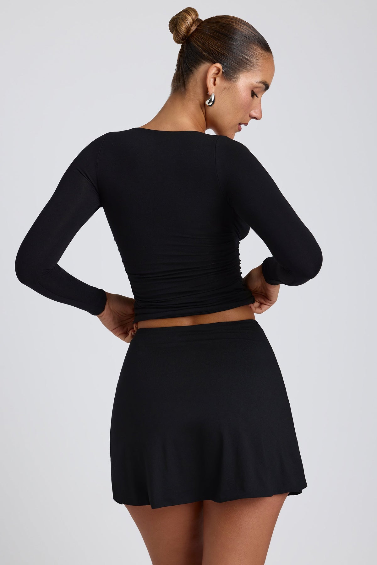 Chic Modal A-Line Mini Skort in Black