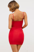 Chic Slinky Jersey Rose Detail Cut Out Mini Dress in Scarlet Red