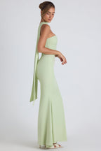 Chic Scarf-Detail Strapless Gown in Spring Green