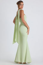 Chic Scarf-Detail Strapless Gown in Spring Green