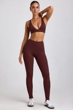 Chic Ribbed Modal High Waist Leggings in Espresso
