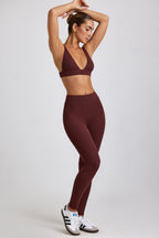 Chic Petite Ribbed Modal High Waist Leggings in Espresso