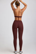 Chic Ribbed Modal High Waist Leggings in Espresso