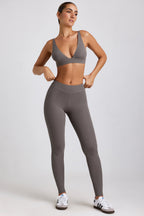 Chic Petite Ribbed Modal High Waist Leggings in Grey