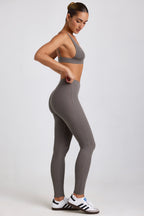 Chic Petite Ribbed Modal High Waist Leggings in Grey