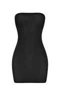Chic Soft Sheer-Mesh Bandeau Mini Slip Dress in Black