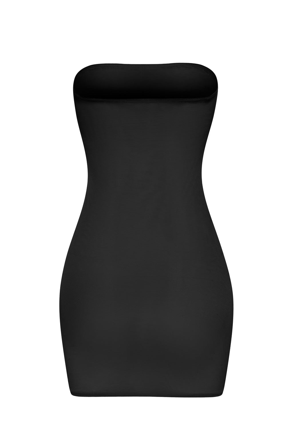 Chic Soft Sheer-Mesh Bandeau Mini Slip Dress in Black