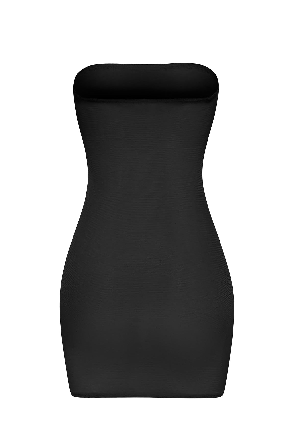 Chic Soft Sheer-Mesh Bandeau Mini Slip Dress in Black