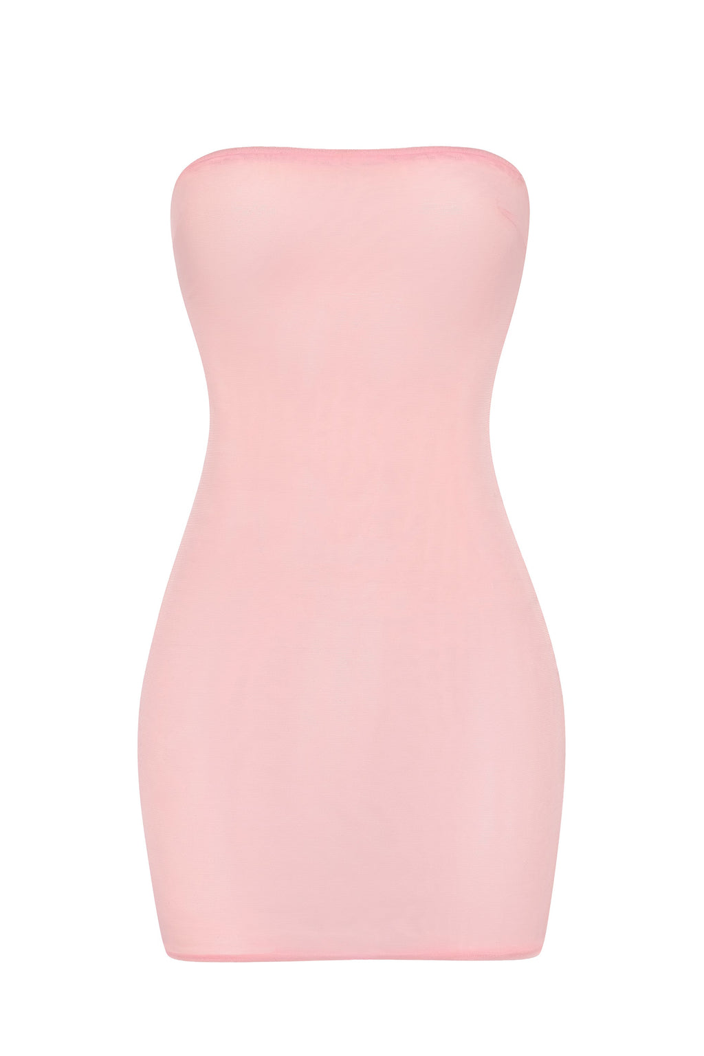 Chic Soft Sheer-Mesh Bandeau Mini Slip Dress in Pink