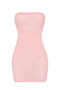 Chic Soft Sheer-Mesh Bandeau Mini Slip Dress in Pink