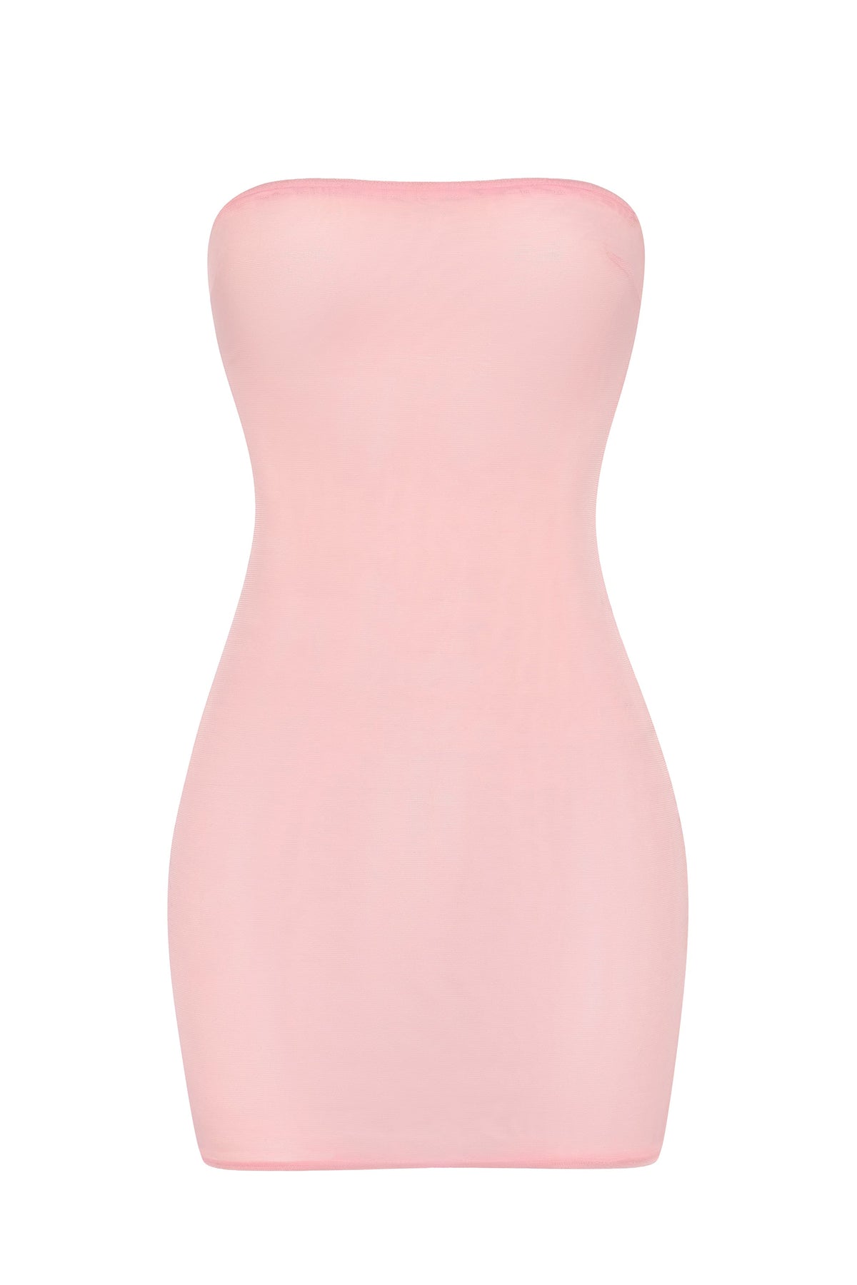 Chic Soft Sheer-Mesh Bandeau Mini Slip Dress in Pink